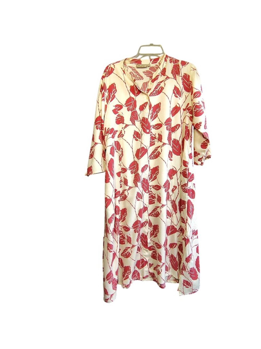 Utsa Pink White Floral Viscose Swing Dress XXL Boho Casual Midi Women's